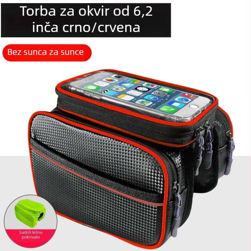 Torba na prednjoj cijevi za cestovne i planinske bicikle, model 985, materijal Silk Flower, prednja pretinac za pohranu