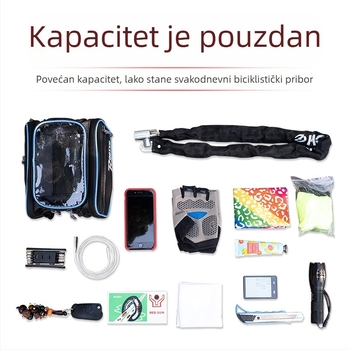 Torba za okvir planinskog bicikla, velike kapacitete, vodootporna, s dodirnim zaslonom za telefon, prednja torba na okvir