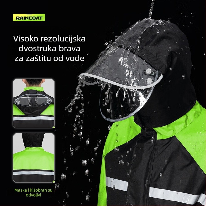 Motociklističko kišno pončo za odrasle – zaštita od jakog pljuska, za jednu osobu, moguć ispis logotipa, Chun Yafang tkanina, vodootporno PU ljepilo