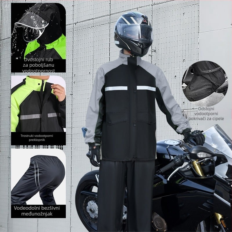 Motociklističko kišno pončo za odrasle – zaštita od jakog pljuska, za jednu osobu, moguć ispis logotipa, Chun Yafang tkanina, vodootporno PU ljepilo