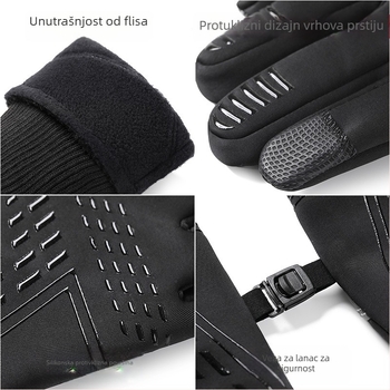 Zimske rukavice za biciklizam za odrasle, unisex, reflektirajuće, kompatibilne s dodirnim zaslonom, protuklizne, otporne na vjetar, s plišanom podstavom