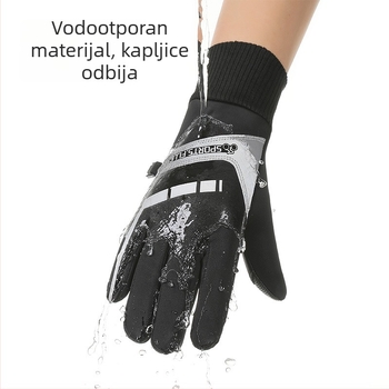 Zimske rukavice za biciklizam za odrasle, unisex, reflektirajuće, kompatibilne s dodirnim zaslonom, protuklizne, otporne na vjetar, s plišanom podstavom