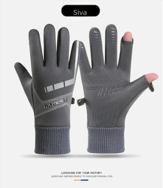 Zimske rukavice za biciklizam za odrasle, unisex, reflektirajuće, kompatibilne s dodirnim zaslonom, protuklizne, otporne na vjetar, s plišanom podstavom