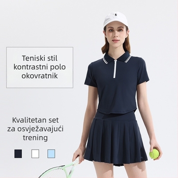 Ženski sportski set za tenis i badminton, kratki rukavi, polo ovratnik, šorcevi, najlon 80/20, ljeto