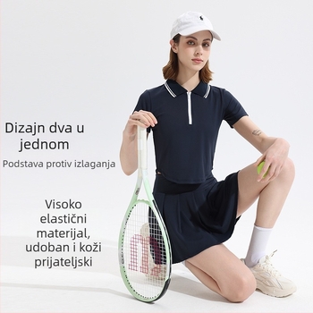 Ženski sportski set za tenis i badminton, kratki rukavi, polo ovratnik, šorcevi, najlon 80/20, ljeto