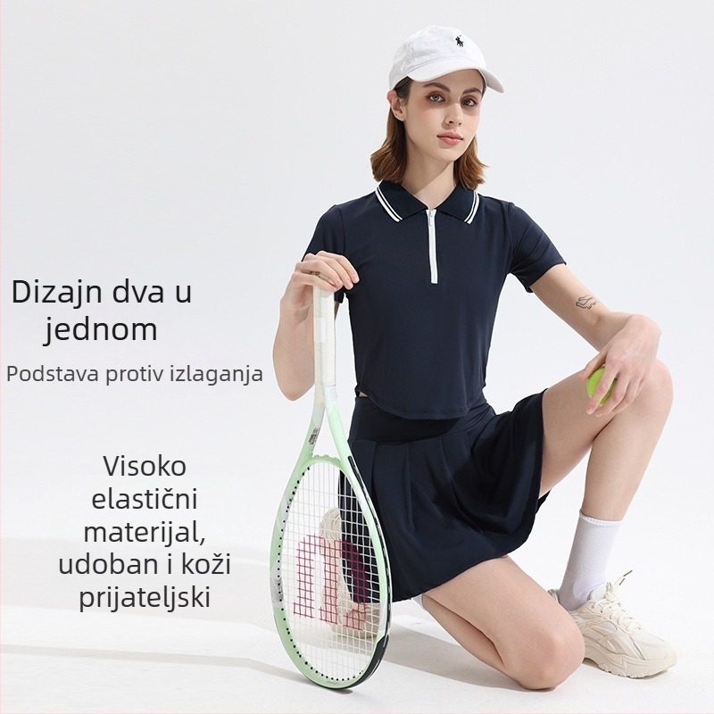 Ženski sportski set za tenis i badminton, kratki rukavi, polo ovratnik, šorcevi, najlon 80/20, ljeto