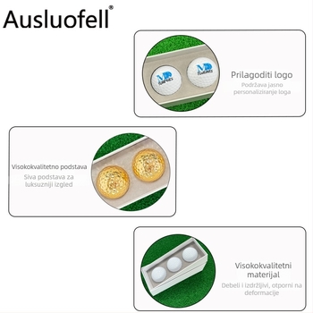 Golf darovni set kutija, 3 komada, dvodijelni poklopac, dvostruki sloj kutije za lopte, tiskano logo
