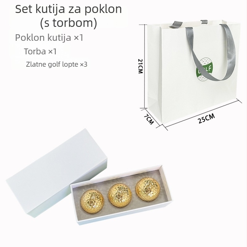 Golf darovni set kutija, 3 komada, dvodijelni poklopac, dvostruki sloj kutije za lopte, tiskano logo