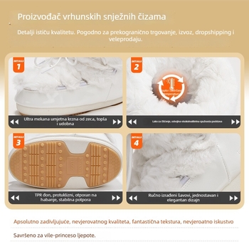 Ženske čizme za snijeg s debelim potplatom, plišani gornji dio, odvojiva topla podstava, visokog kroja, protuklizna gumena potplata