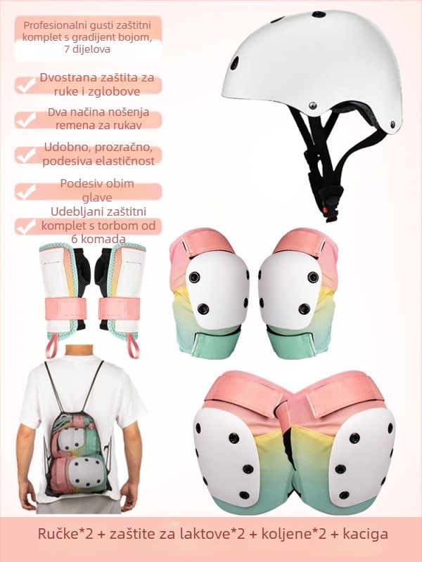 Fangbo šestodijelni set zaštite za skateboard – zaštita dlanova, lakta i koljena, od poliesterskih vlakana, za djecu, za rolanje