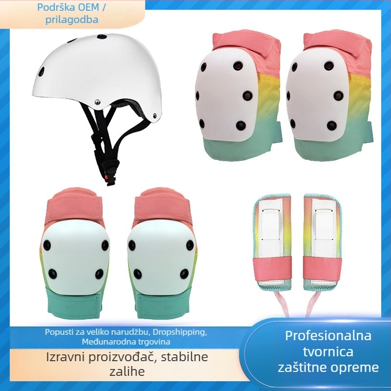 Fangbo šestodijelni set zaštite za skateboard – zaštita dlanova, lakta i koljena, od poliesterskih vlakana, za djecu, za rolanje