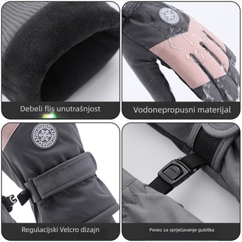 Unisex rukavice za skijanje i biciklizam s fleec podstavom, dugi, debeli, vodoodporni i kompatibilni s dodirnim zaslonom