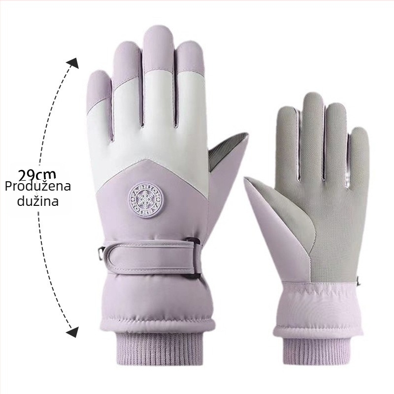 Unisex rukavice za skijanje i biciklizam s fleec podstavom, dugi, debeli, vodoodporni i kompatibilni s dodirnim zaslonom