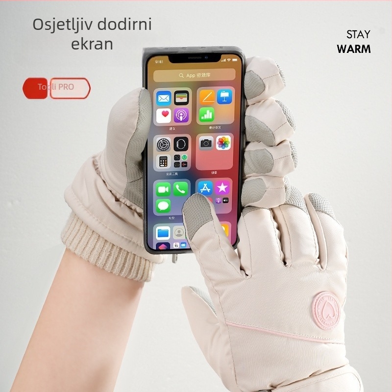 Unisex rukavice za skijanje - otporne na vjetar, vodootporne, protuklizne, s zaslonom na dodir i fleece podlogom za zimski vanjski biciklizam