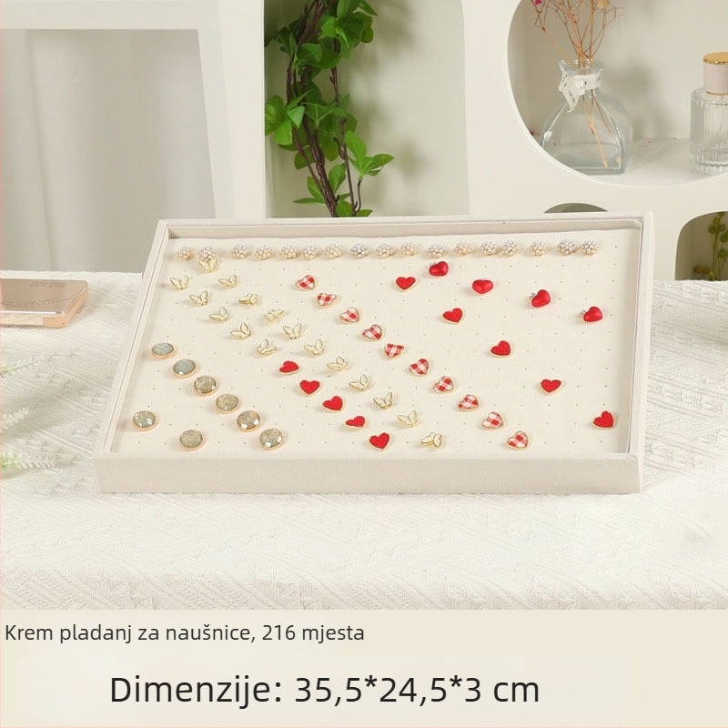 Baršunasti pladanj za izlaganje naušnica, velika kapaciteta, jednopločni dizajn, flanelno kućište