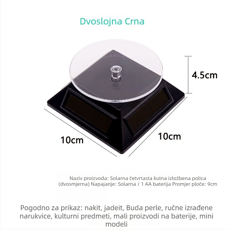 Stojak za nakit od ABS-a s rotirajućom osnovom i solarnim zaslonom, jednoslojni, elegantan dizajn