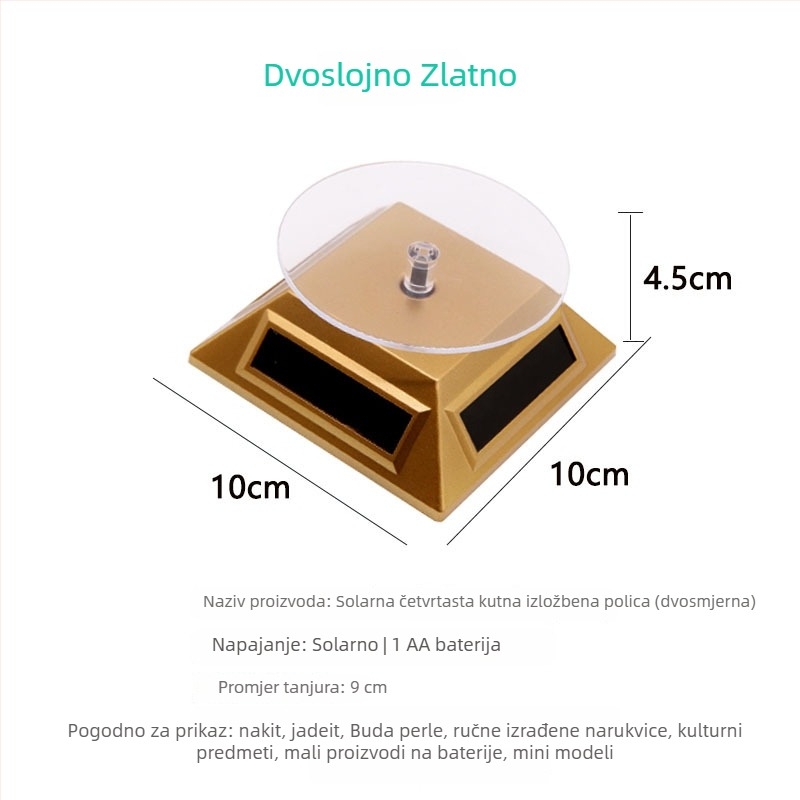 Stojak za nakit od ABS-a s rotirajućom osnovom i solarnim zaslonom, jednoslojni, elegantan dizajn
