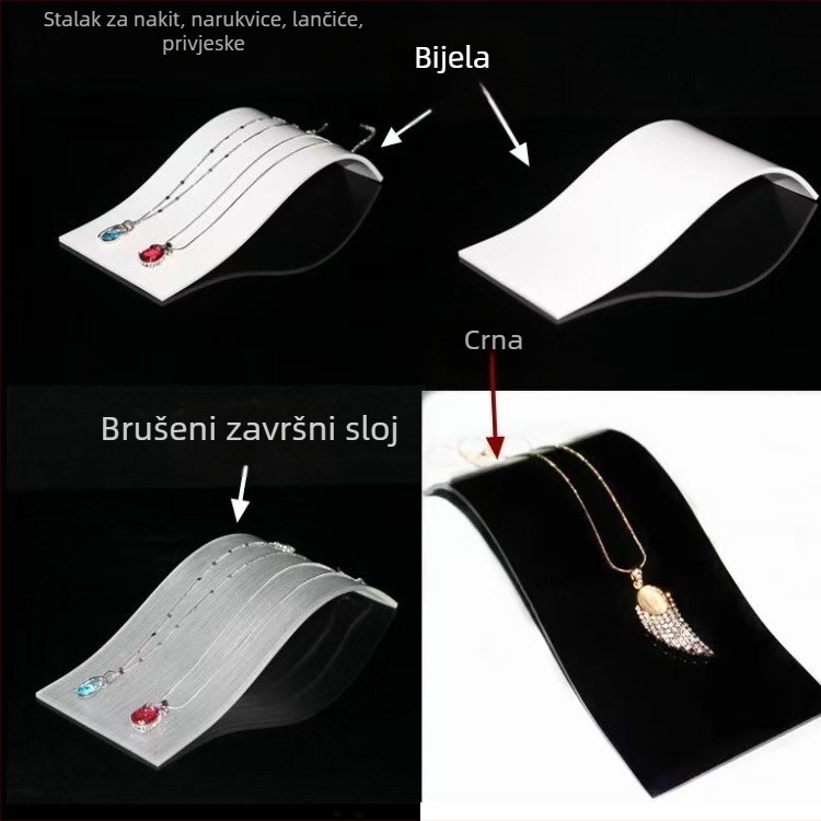 Akrilni izložbeni stalak za nakit, lukasti dizajn, za ogrlice i narukvice, Yi Bao