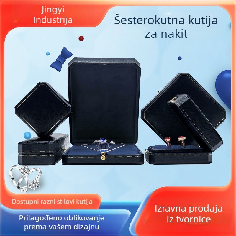 Jing Baohong Oktogon kutija za nakit od ABS-a, tvrda konstrukcija, jednobojni brončani uzorak, prilagodljivo i privatna marka