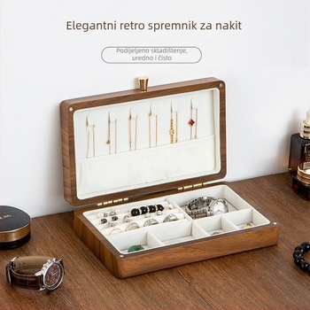 Drvena kutija za nakit s prugastim uzorkom, čvrst materijal