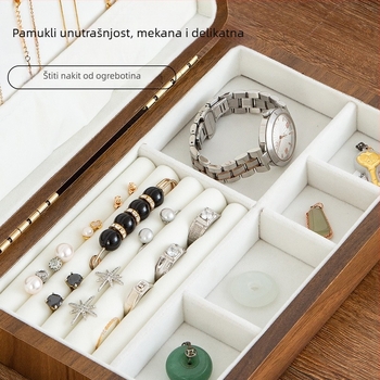 Drvena kutija za nakit s prugastim uzorkom, čvrst materijal