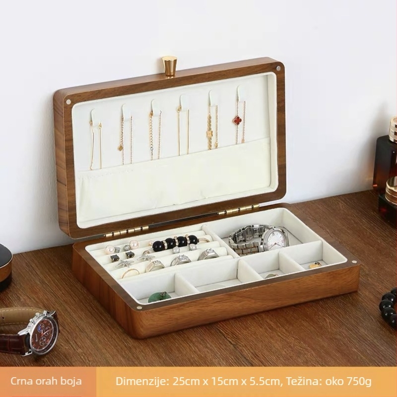 Drvena kutija za nakit s prugastim uzorkom, čvrst materijal