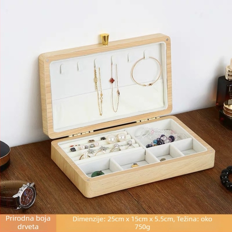 Drvena kutija za nakit s prugastim uzorkom, čvrst materijal