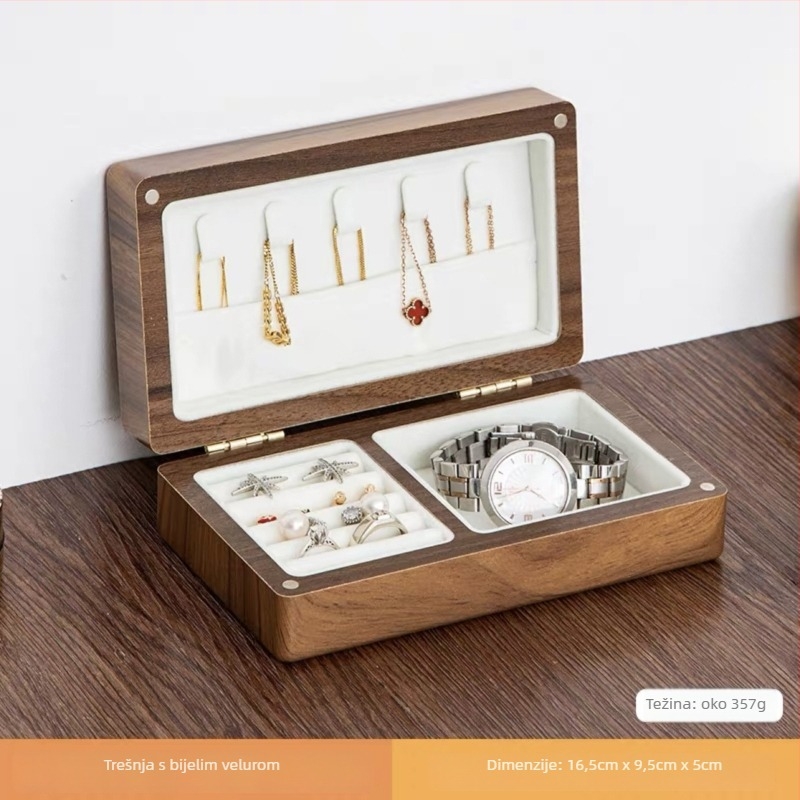 Drvena kutija za nakit s prugastim uzorkom, čvrst materijal