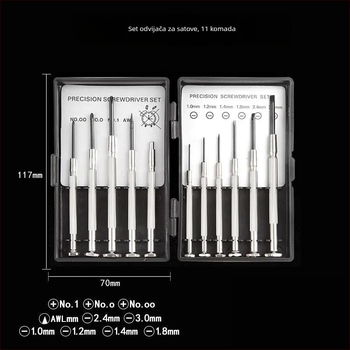 Set odvijača za satove, od čelika Cr_V krom-vanadija, magnetski, bez izolacije, težina 0.1 kg