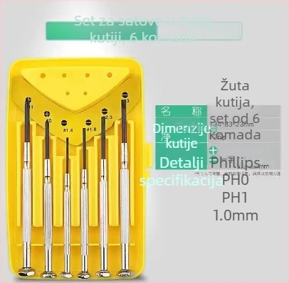 Set odvijača za satove, od čelika Cr_V krom-vanadija, magnetski, bez izolacije, težina 0.1 kg