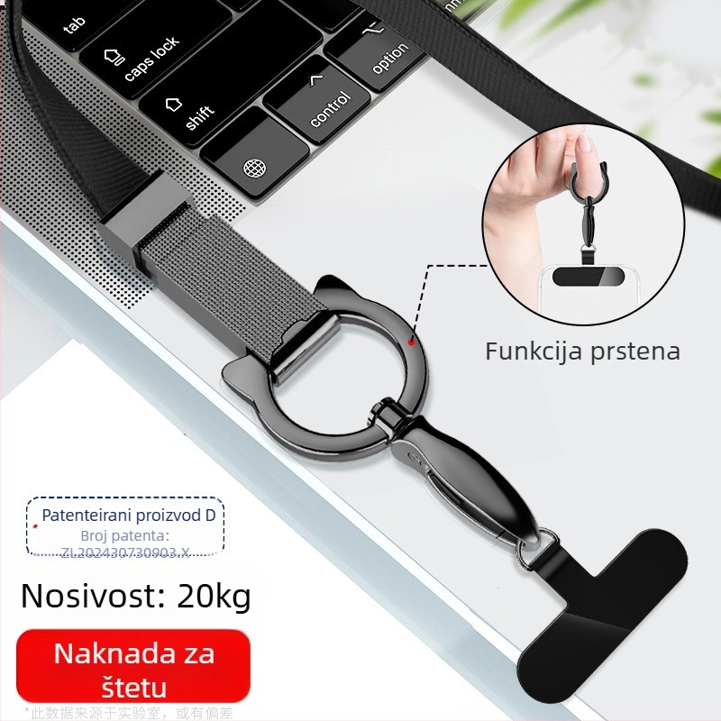Lanyard za mobilni telefon - YAGEEN, Unisex, Mogućnost prilagodbe, Ispis logotipa moguć, Metalna kopča