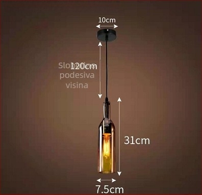 Stakleni viseći luster, LED svjetilica, E27, 220V, 1 izvor svjetla