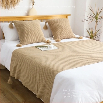 Retro velika deka s resicama na kraju kreveta, Lyocell vlakno, uzorak biljaka i cvijeća, hotelski stil