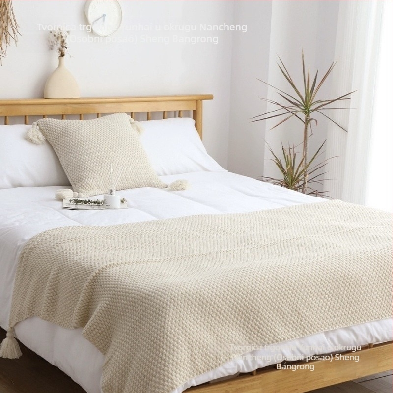 Retro velika deka s resicama na kraju kreveta, Lyocell vlakno, uzorak biljaka i cvijeća, hotelski stil