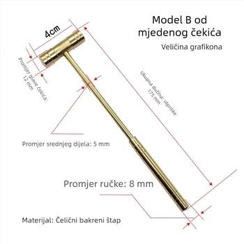 Stolni čekić za popravak satova s dvostrukom glavom i odvojivom ručkom; glava: željezo/bronz/plastik; drška: željezo/bronz; pogodan za popravak satova i ugradnju preciznih instrumenata