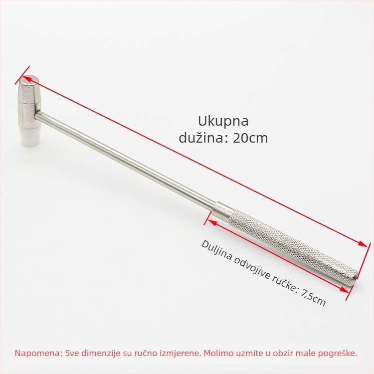 Stolni čekić za popravak satova s dvostrukom glavom i odvojivom ručkom; glava: željezo/bronz/plastik; drška: željezo/bronz; pogodan za popravak satova i ugradnju preciznih instrumenata