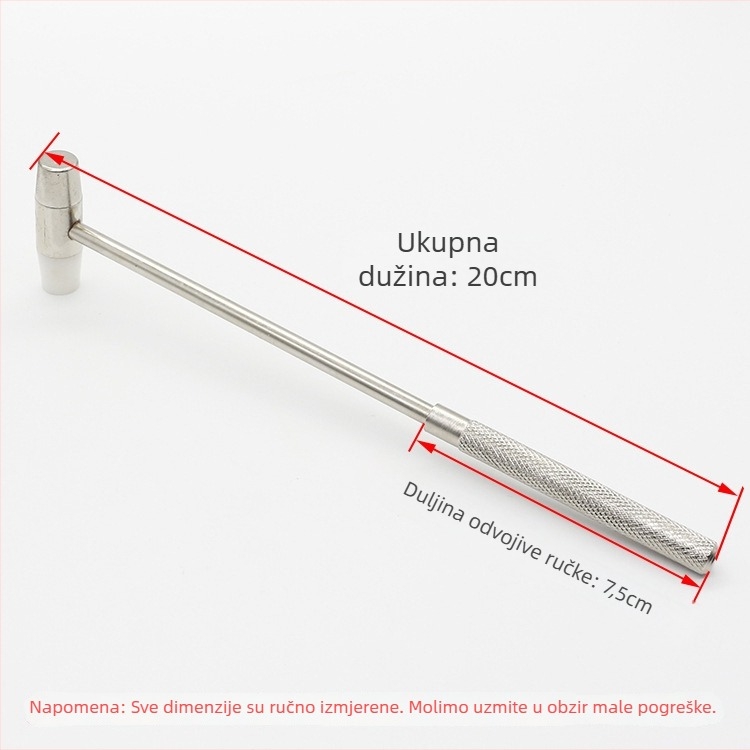 Stolni čekić za popravak satova s dvostrukom glavom i odvojivom ručkom; glava: željezo/bronz/plastik; drška: željezo/bronz; pogodan za popravak satova i ugradnju preciznih instrumenata