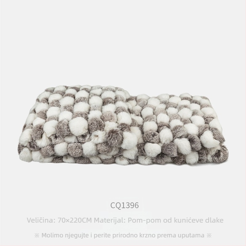 Debela deka od krzna zeca s kuglicama, moderni minimalistički stil, pogodna za showroom sobe, kao posteljni runner i završni prekrivač za kauč i kauč na razvlačenje.