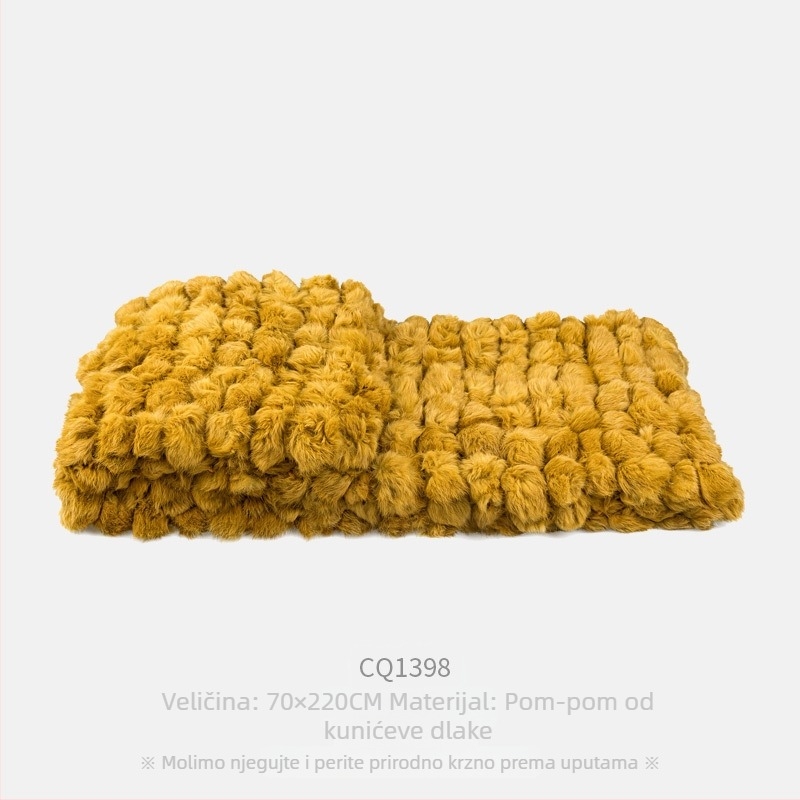 Debela deka od krzna zeca s kuglicama, moderni minimalistički stil, pogodna za showroom sobe, kao posteljni runner i završni prekrivač za kauč i kauč na razvlačenje.