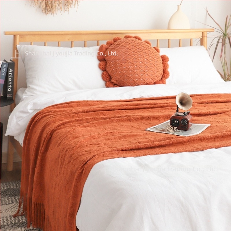 Kružna deka za kraj kreveta – lagani luksuz, 100% akril, 800 g, pogodna za dnevni boravak/sof i ili spavaću sobu, drugi tip deke