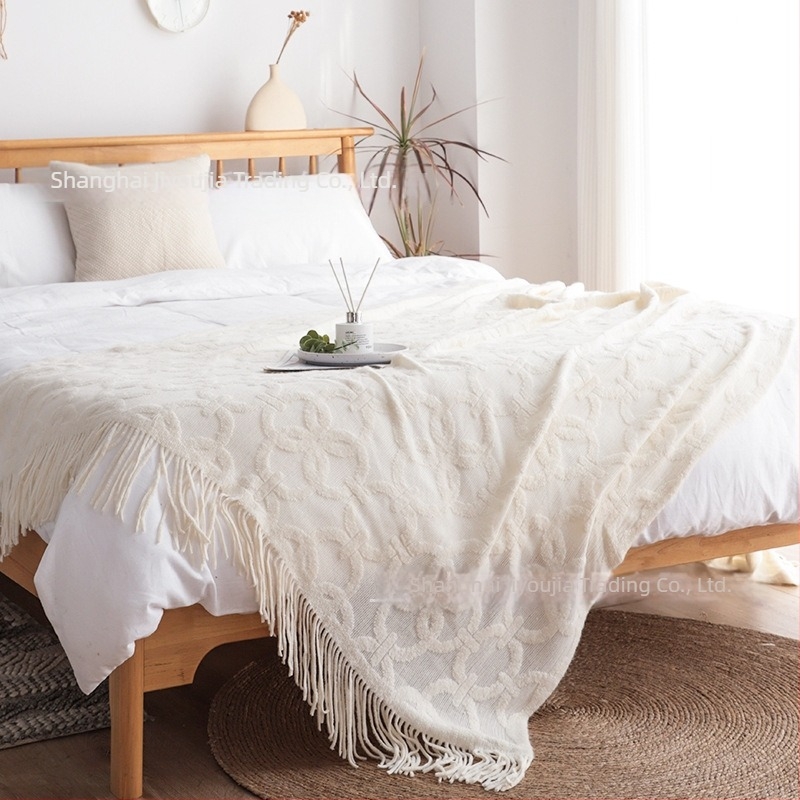 Kružna deka za kraj kreveta – lagani luksuz, 100% akril, 800 g, pogodna za dnevni boravak/sof i ili spavaću sobu, drugi tip deke