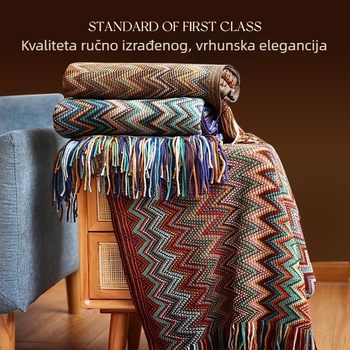 Zrakoplovna deka s resicama, akrilna tkanina, svijetao luksuzni stil – pogodna za deke i fleece deke
