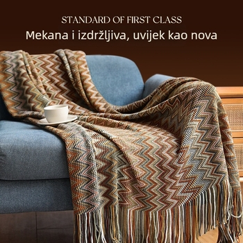 Zrakoplovna deka s resicama, akrilna tkanina, svijetao luksuzni stil – pogodna za deke i fleece deke