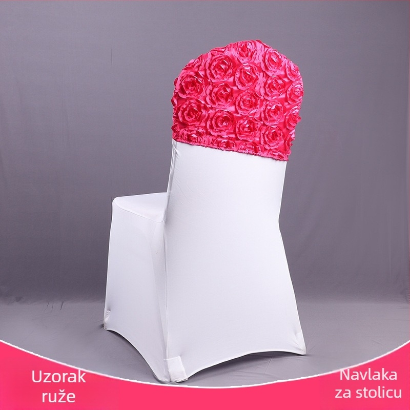 Svadbena presvlaka za stražnju stolicu s motivom ruže – miješani materijal, elastični šavovi, hotelska kvaliteta, kompatibilno s jednim dijelom, licencirana privatna marka
