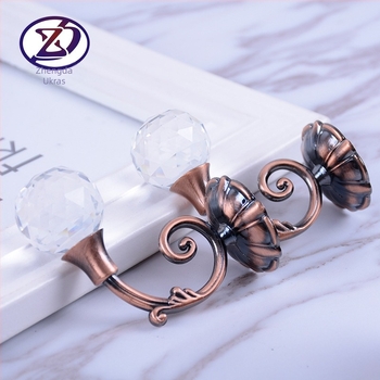 Kuke za zavjese, kristalna kuka s okruglom glavom od ratana, model Rattan Round Head Crystal Hook, cinkova legura, stil lagani luksuz, za viseće zavjese