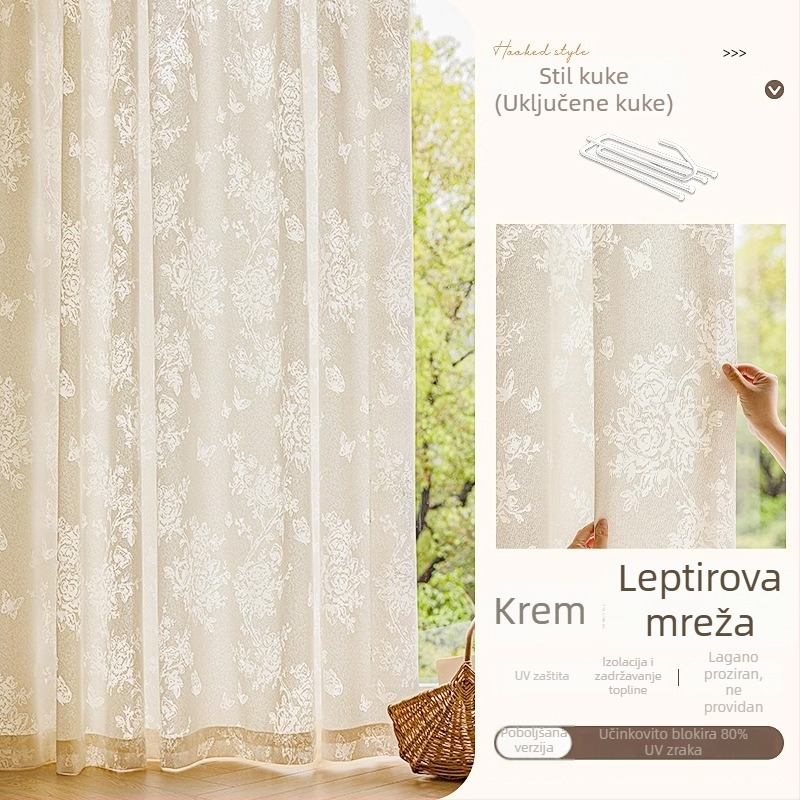 Francuski stil prozirna zavjesa s Jacquard motivom mjesečevih grana, propušta svjetlo