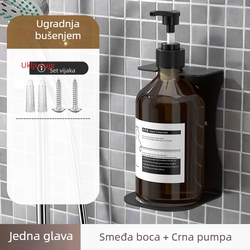 Zidni dozator sapuna s bočicom za šampon — ABS, ručni pritisak, oksidirano završno premazivanje