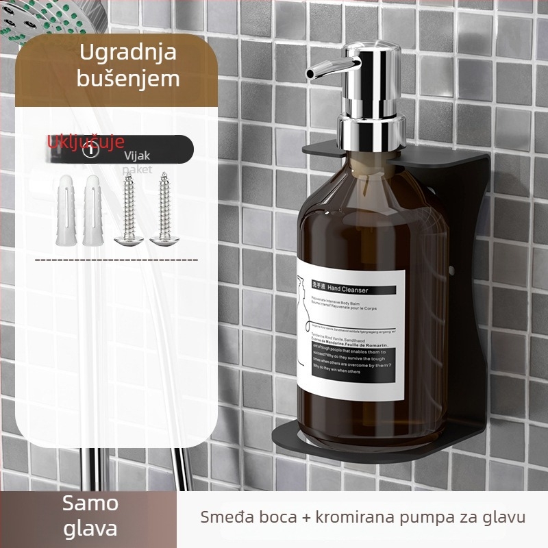 Zidni dozator sapuna s bočicom za šampon — ABS, ručni pritisak, oksidirano završno premazivanje