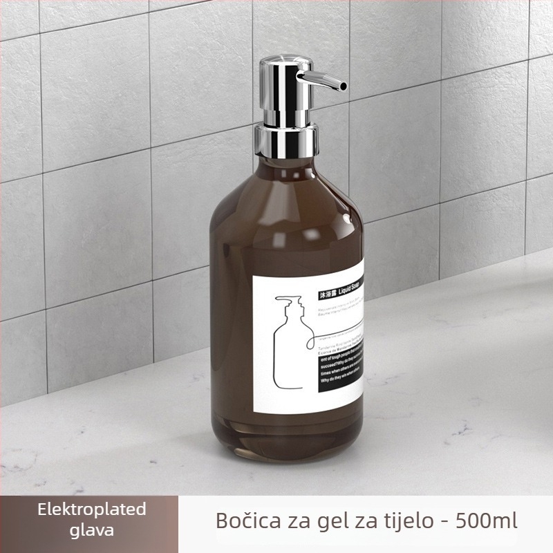 Zidni dozator sapuna s bočicom za šampon — ABS, ručni pritisak, oksidirano završno premazivanje