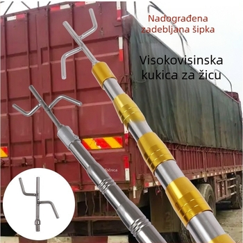Nehrđajući čelična teleskopna šipka s kukama – za ceradu kamiona, vrata i prozore, vučna šipka za rolete
